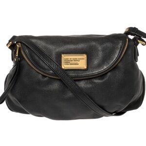 Marc By Marc Jacobs Black Pebbled Leather Crossbody with Gold Hardware
